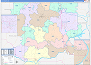 Sauk County Wall Map Color Cast Style