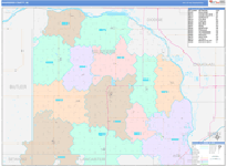Saunders County Wall Map Color Cast Style