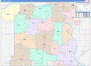 Saunders County Wall Map Color Cast Style