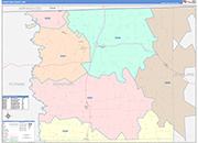 Schuyler County Wall Map Color Cast Style