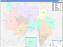 Scioto County Wall Map Color Cast Style