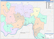 Scioto County Wall Map Color Cast Style