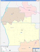 Scott County Wall Map Color Cast Style