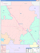 Scurry County Wall Map Color Cast Style