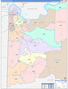 Sebastian County Wall Map Color Cast Style