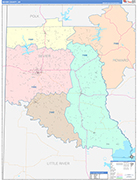 Sevier County Wall Map Color Cast Style