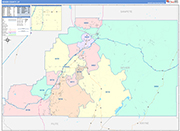 Sevier County Wall Map Color Cast Style