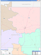 Shackelford County Wall Map Color Cast Style