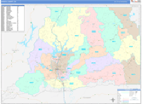 Shasta County Wall Map Color Cast Style