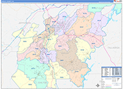 Shelby County Wall Map Color Cast Style