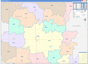 Shelby County Wall Map Color Cast Style