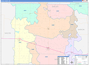 Shelby County Wall Map Color Cast Style
