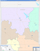 Sherman County Wall Map Color Cast Style