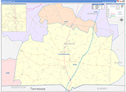 Simpson County Wall Map Color Cast Style