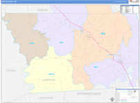 Simpson County Wall Map Color Cast Style