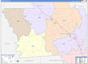 Simpson County Wall Map Color Cast Style