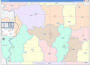 Sioux County Wall Map Color Cast Style