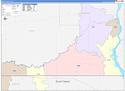 Sioux Wall Map Color Cast Style