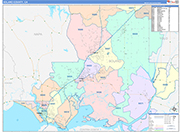 Solano County Wall Map Color Cast Style