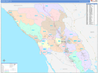 Sonoma County Wall Map Color Cast Style