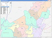 Southampton County Wall Map Color Cast Style