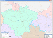 Spencer County Wall Map Color Cast Style