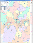 Spokane Wall Map Color Cast Style