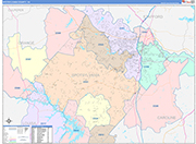 Spotsylvania County Wall Map Color Cast Style