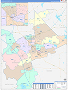 Stanislaus County Wall Map Color Cast Style