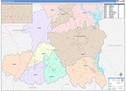 Stanly County Wall Map Color Cast Style