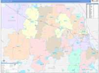 Stearns County Wall Map Color Cast Style
