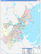 Suffolk County Wall Map Color Cast Style