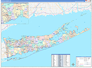 Suffolk Wall Map Color Cast Style