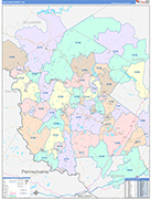 Sullivan Wall Map Color Cast Style