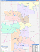 Sunflower County Wall Map Color Cast Style