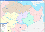 Surry County Wall Map Color Cast Style