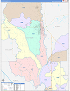 Sutter County Wall Map Color Cast Style