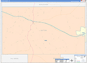 Sutton County Wall Map Color Cast Style