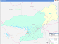 Swain County Wall Map Color Cast Style