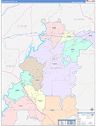 Talladega County Wall Map Color Cast Style