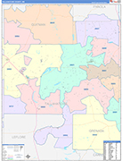 Tallahatchie County Wall Map Color Cast Style