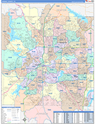 Tarrant County Wall Map Color Cast Style