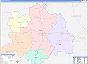 Taylor County Wall Map Color Cast Style