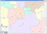 Taylor County Wall Map Color Cast Style