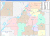 Tazewell Wall Map Color Cast Style