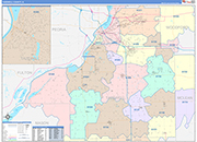 Tazewell County Wall Map Color Cast Style