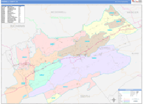 Tazewell County Wall Map Color Cast Style