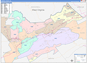 Tazewell County Wall Map Color Cast Style