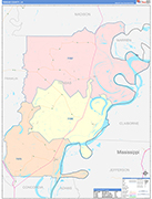 Tensas County Wall Map Color Cast Style