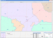 Texas County Wall Map Color Cast Style
